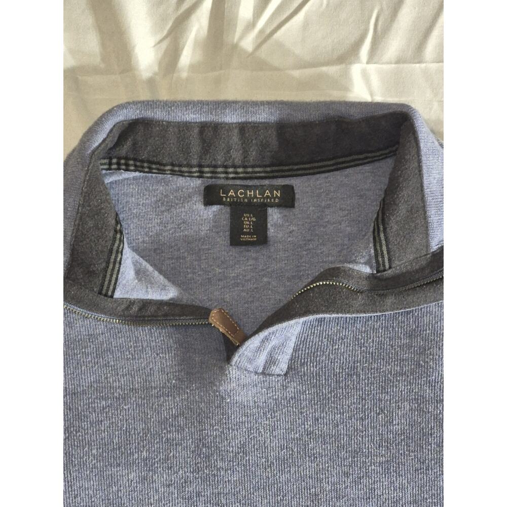Lachlan Blue 1/4 zip Pullover 100% Cotton Size L